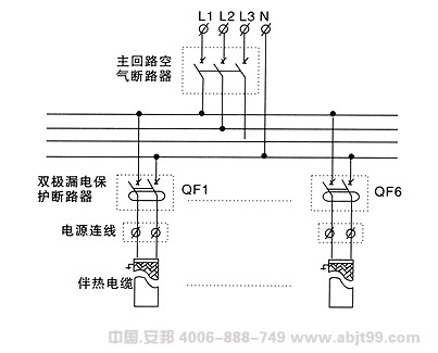 伴熱電纜電伴熱的標(biāo)準(zhǔn)配電箱典型應(yīng)用線路圖